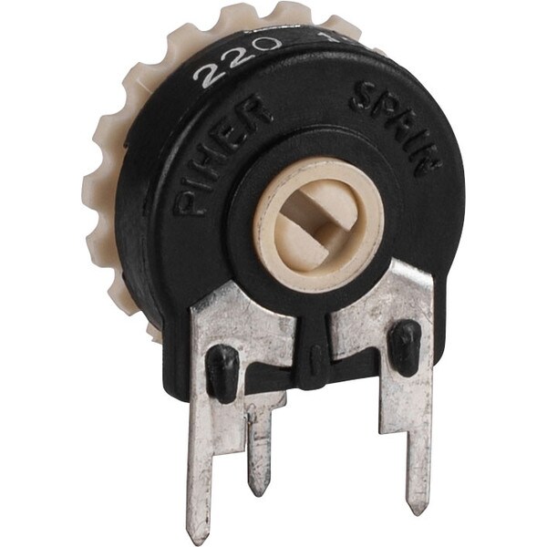 Main product image for Piher 220 Ohm Trimmer Potentiometer 1/4W 5/8" Vertical Mount029-103